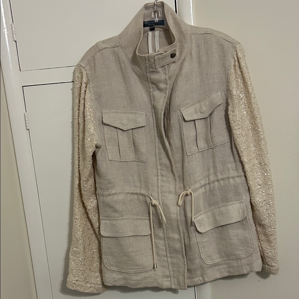 Generation Love Cream Utility Jacket with Sequin Sleeves